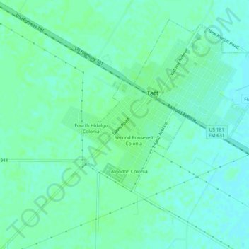 Mappa topografica Taft Southwest, altitudine, rilievo
