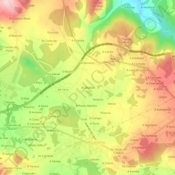Mappa topografica As Brañas, altitudine, rilievo