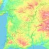 Mappa topografica Região do Alentejo, altitudine, rilievo