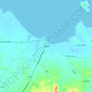 Mappa topografica Ubay, altitudine, rilievo