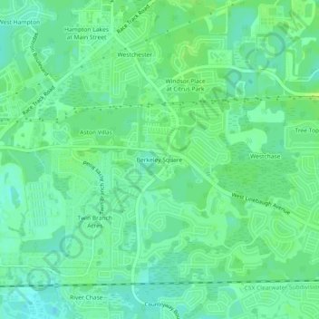 Mappa topografica Berkeley Square, altitudine, rilievo
