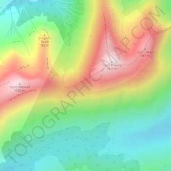 Mappa topografica Beinn a' Bheithir, altitudine, rilievo