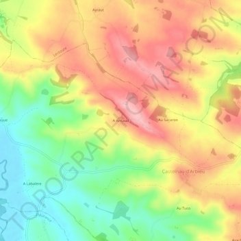 Mappa topografica A Arnaud, altitudine, rilievo