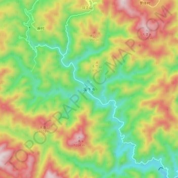 Mappa topografica 溪下乡, altitudine, rilievo