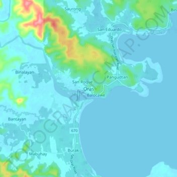 Mappa topografica Oras, altitudine, rilievo