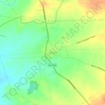 Mappa topografica Bidkin, altitudine, rilievo