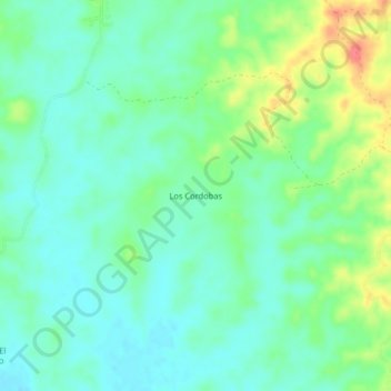 Mappa topografica Los Cordobas, altitudine, rilievo