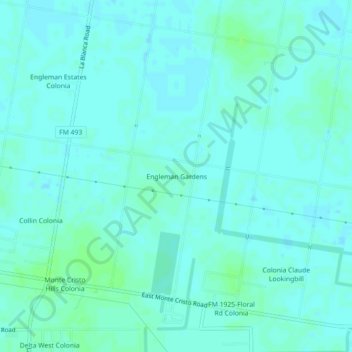 Mappa topografica Engleman Gardens, altitudine, rilievo