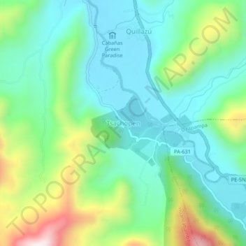 Mappa topografica Tsachopen, altitudine, rilievo
