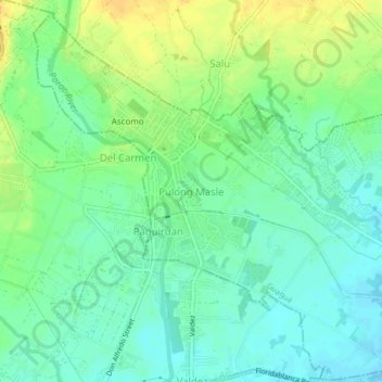 Mappa topografica Pulong Masle, altitudine, rilievo