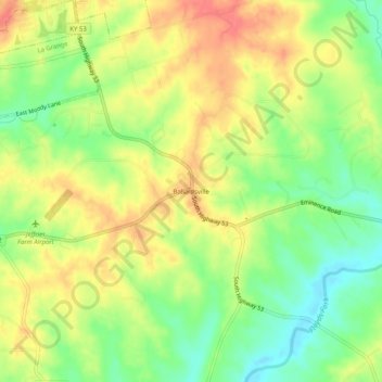 Mappa topografica Ballardsville, altitudine, rilievo