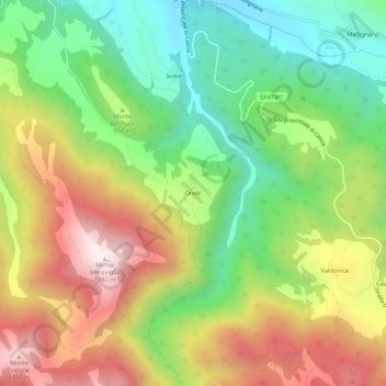 Mappa topografica Onelli, altitudine, rilievo