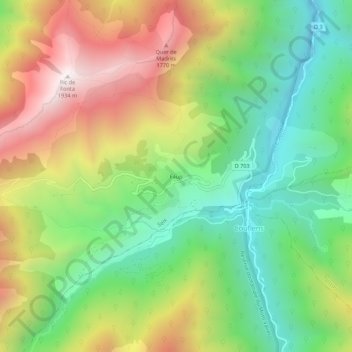 Mappa topografica Faup, altitudine, rilievo