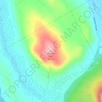 Mappa topografica Grover Hill, altitudine, rilievo