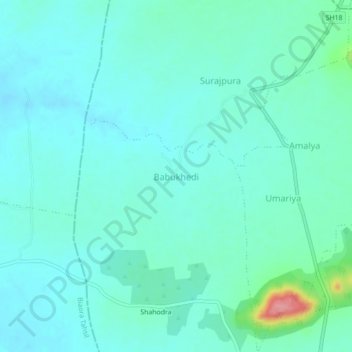 Mappa topografica Babukhedi, altitudine, rilievo