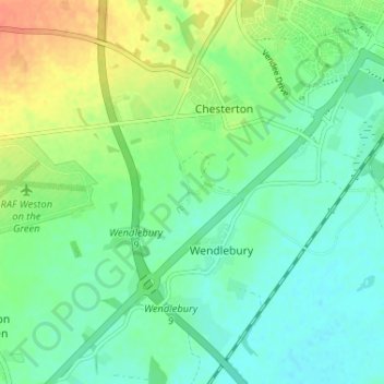 Mappa topografica Little Chesterton, altitudine, rilievo