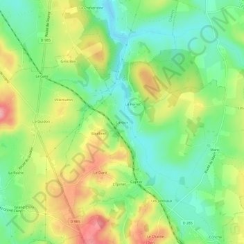Mappa topografica Lavaux, altitudine, rilievo