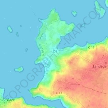 Mappa topografica Kantrezog, altitudine, rilievo