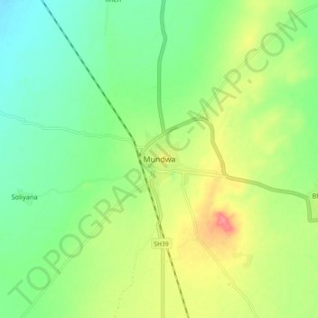 Mappa topografica Mundwa, altitudine, rilievo