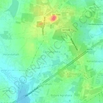 Mappa topografica Chimasandra, altitudine, rilievo