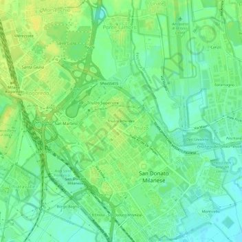 Mappa topografica Triulzo Inferiore, altitudine, rilievo