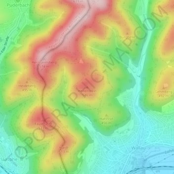 Mappa topografica Höllenstein, altitudine, rilievo