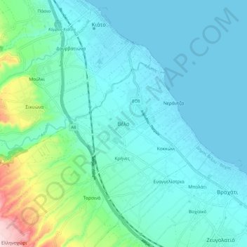 Mappa topografica Velo, altitudine, rilievo