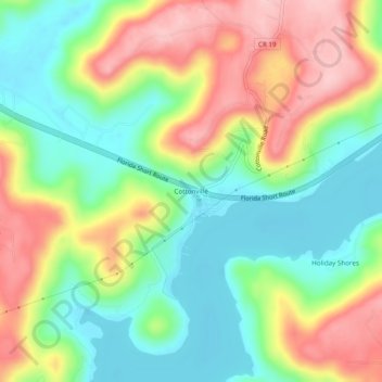 Mappa topografica Cottonville, altitudine, rilievo
