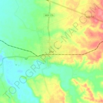 Mappa topografica Isla, altitudine, rilievo