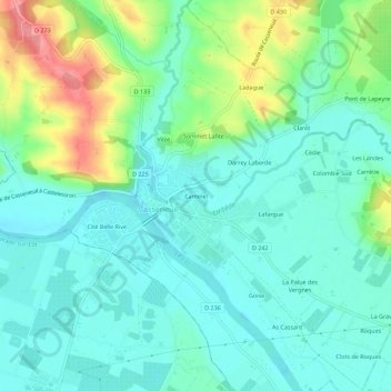 Mappa topografica Caminel, altitudine, rilievo
