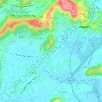 Mappa topografica Canca, altitudine, rilievo