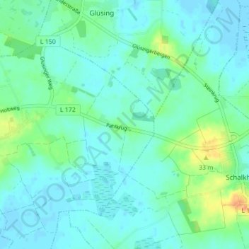 Mappa topografica Pahlkrug, altitudine, rilievo