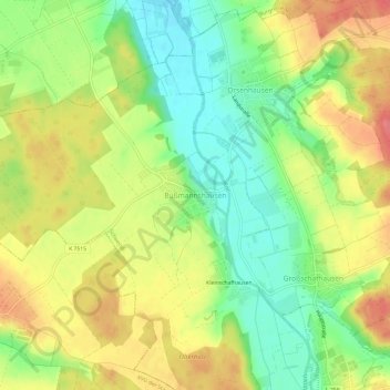 Mappa topografica Bußmannshausen, altitudine, rilievo