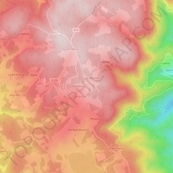 Mappa topografica Lafont, altitudine, rilievo