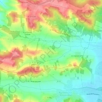Mappa topografica A Bartet, altitudine, rilievo