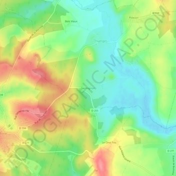 Mappa topografica Germignon, altitudine, rilievo