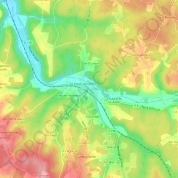 Mappa topografica Les Versannes, altitudine, rilievo