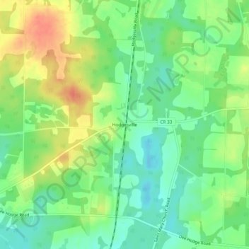 Mappa topografica Hodgesville, altitudine, rilievo