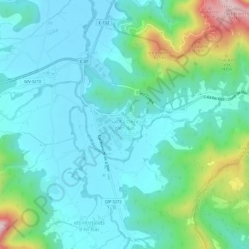 Mappa topografica Sant Esteve d'en Bas, altitudine, rilievo