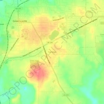 Mappa topografica Fox Ridge, altitudine, rilievo