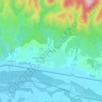 Mappa topografica Les Beaumes, altitudine, rilievo
