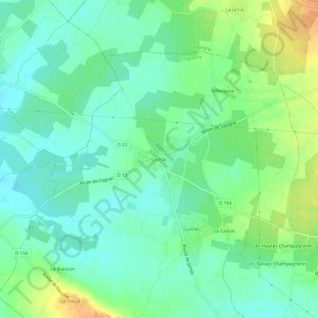 Mappa topografica Luchac, altitudine, rilievo