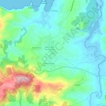 Mappa topografica Ajo, altitudine, rilievo