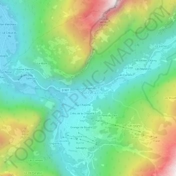 Mappa topografica La Chaletaz, altitudine, rilievo