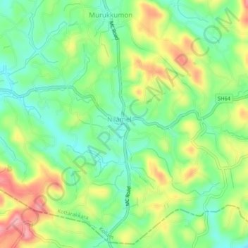 Mappa topografica Nilamel, altitudine, rilievo