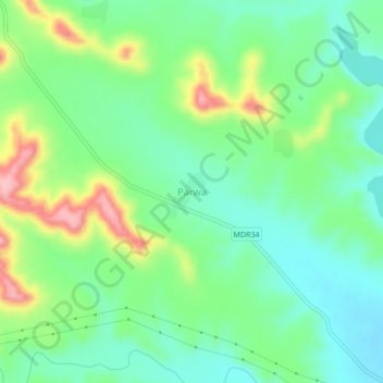 Mappa topografica Parwa, altitudine, rilievo