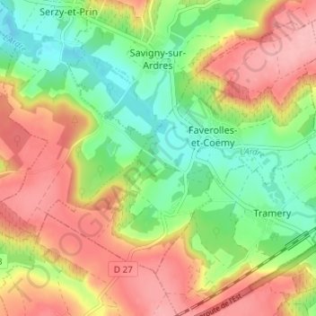 Mappa topografica La Tuilerie, altitudine, rilievo