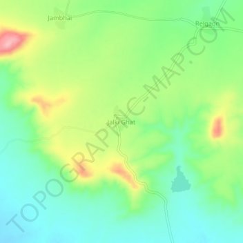 Mappa topografica Jalki Ghat, altitudine, rilievo
