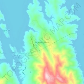 Mappa topografica Berryessa Highlands, altitudine, rilievo