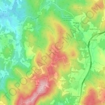 Mappa topografica Massauvas, altitudine, rilievo